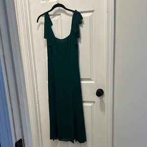 Reformation Emerald Green Tie-Shoulder Midi Dress